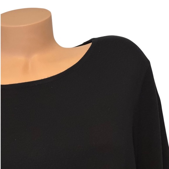 Chicos Womens Size 4 XXL Black Knit Boat Neck Long Sleeve Top Casual Elegant - Picture 2 of 9
